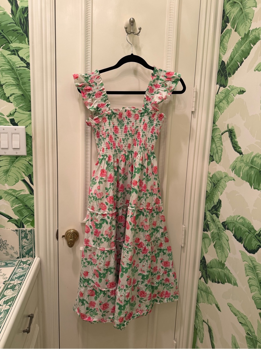 Hill House Home The Ellie Floral Nap Dress Pink Roses Poplin Size S - Picture 9 of 10